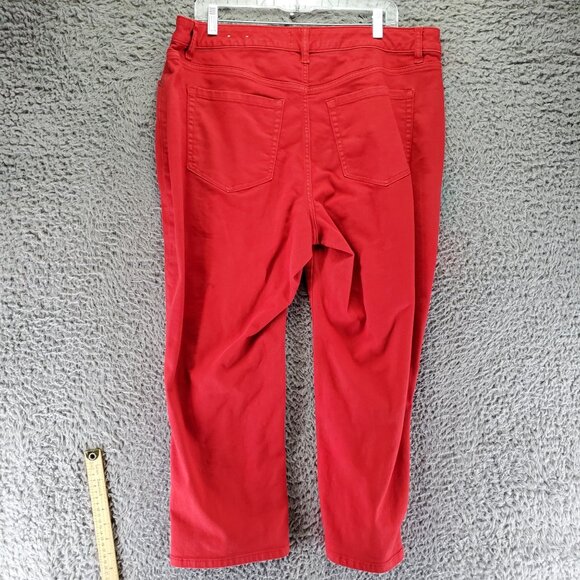 Lane Bryant Jeans Womens 14 Red Boyfriend Capri Flex Magic Waistband Denim - Picture 9 of 10